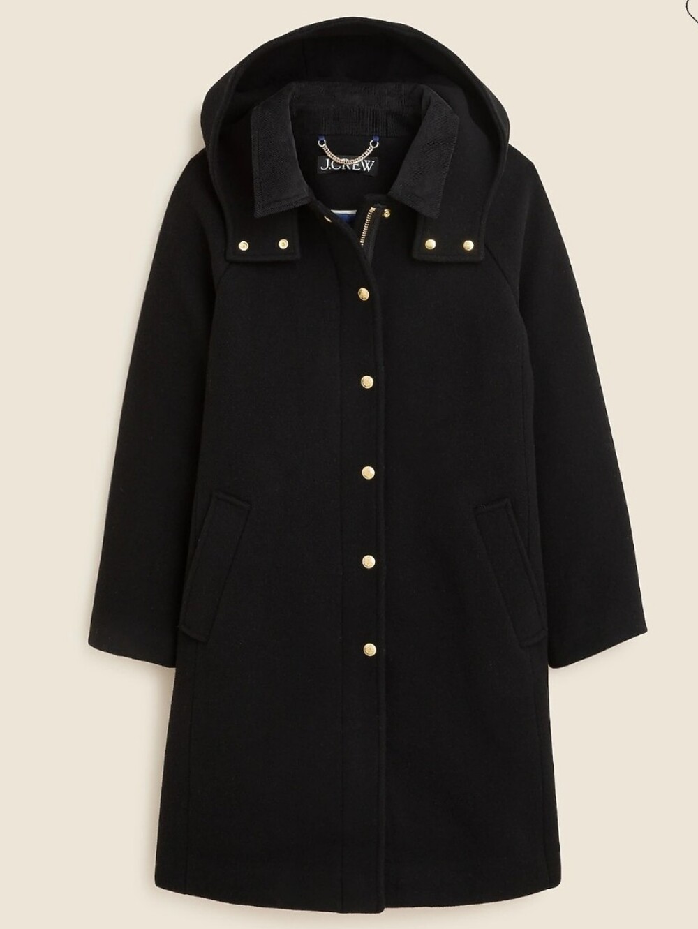 J. Crew Stowe parka in Italian stadium-cloth Black.